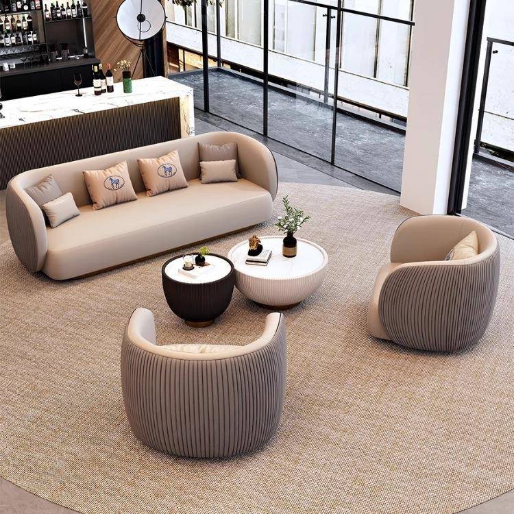 酒店大厅休息区沙发商务办公接待沙发北欧直排沙发办公室沙发茶几