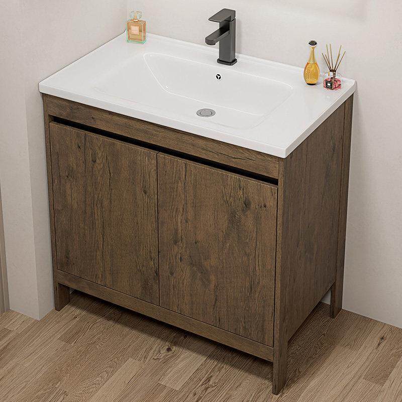 落地式洗手盆柜组合太空铝浴室柜化妆室洗脸盆家用陶瓷一体洗漱台