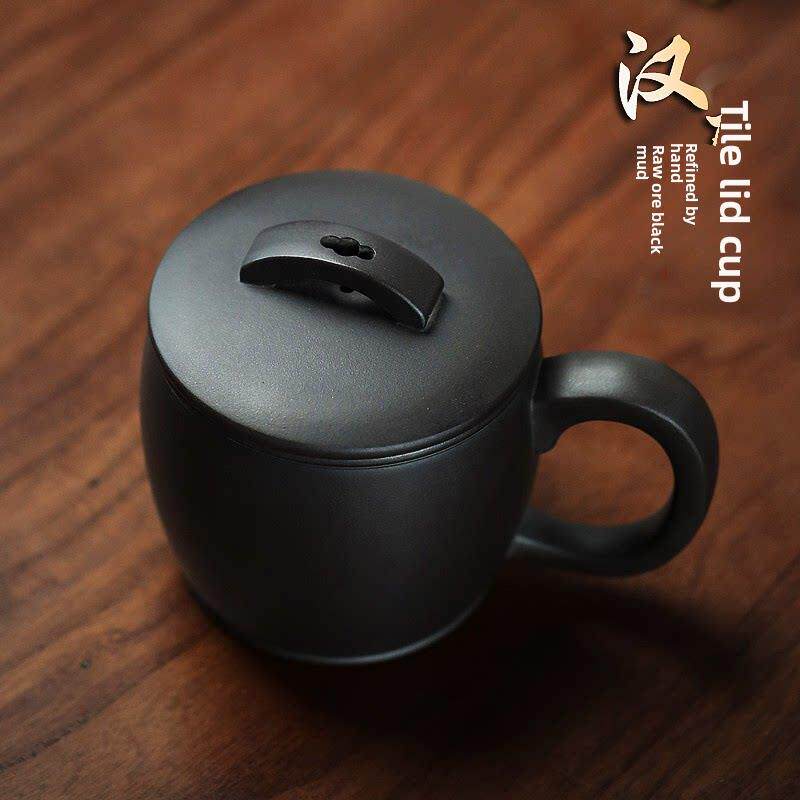 宜兴正宗原矿紫砂杯纯全手工带盖大口男女办公泡茶杯子非陶瓷水杯