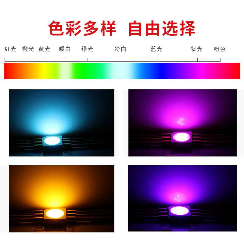 厂家现货SMD5050rgb灯珠粉红光七彩色灯珠5050贴片led发光二极管