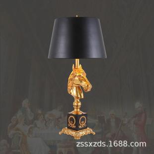 法式台灯欧式别墅奢华复古客厅大台灯卧室床头书房灯全铜