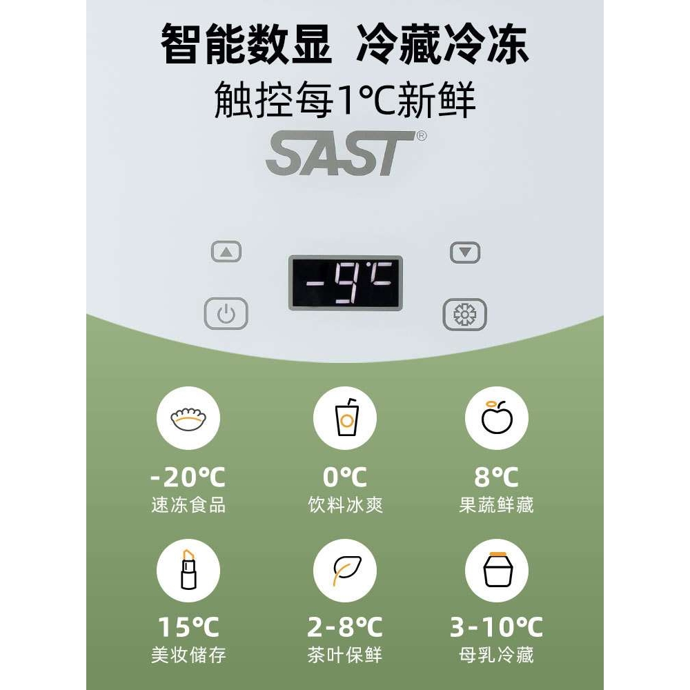 SAST车载迷你小冰箱宿舍出租房小型母乳单人用冷藏箱车家两用