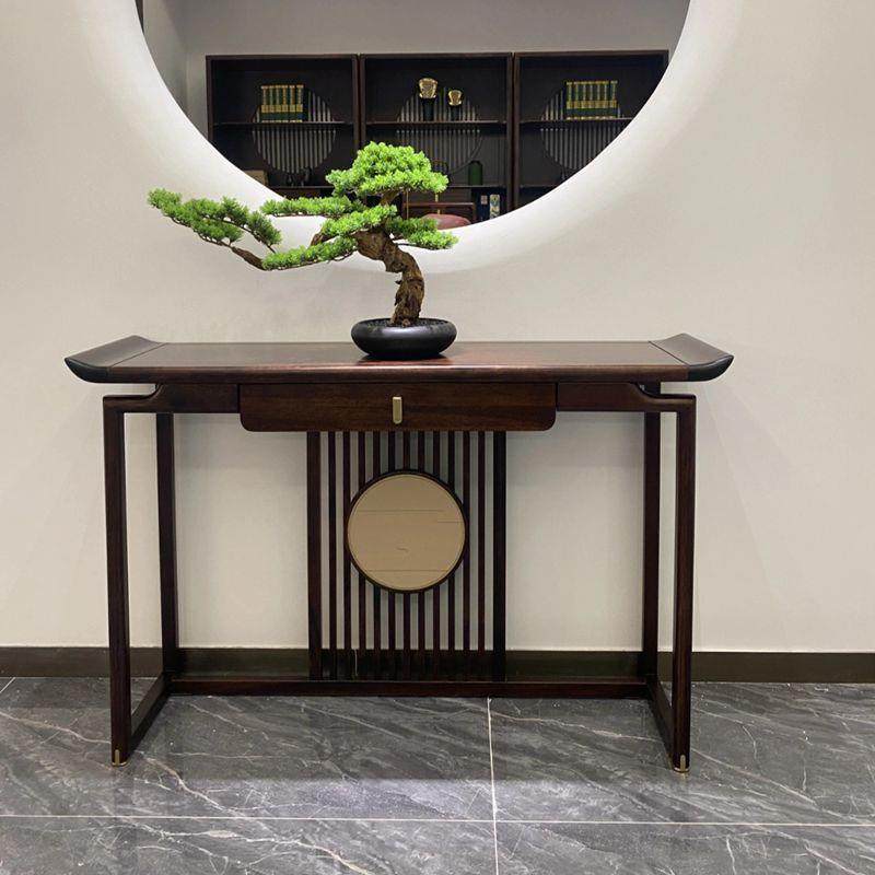 新中式乌金木玄关台现代简约实木间厅柜客厅靠墙玄关柜玄关桌条案