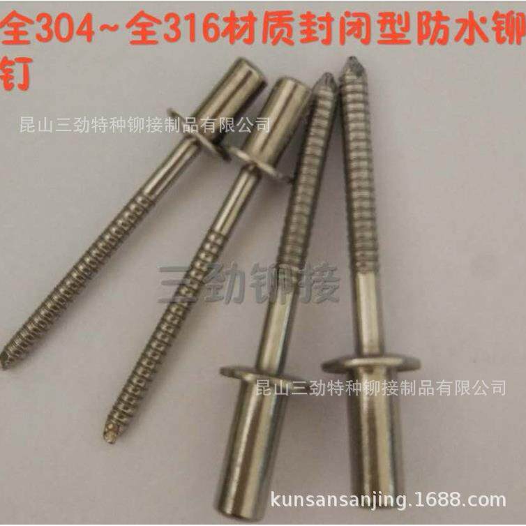 封闭型全不锈钢抽芯铆钉316L不锈钢密封防水拉钉12615封闭拉铆钉