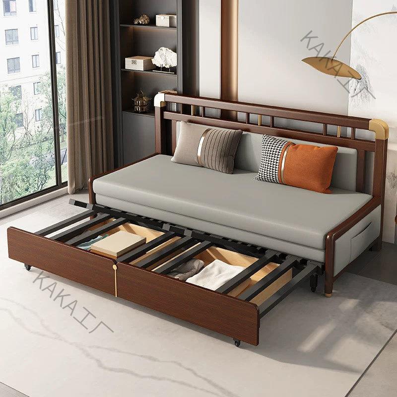 LCP1实木折叠沙发床一体两用新中式多功能可储物小户型客沙发