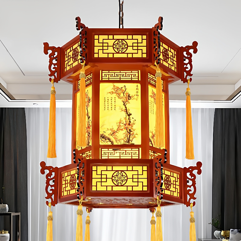 中式仿古宫灯客厅大堂茶楼酒楼博物馆寺院庙宇装饰全实木灯具吊灯