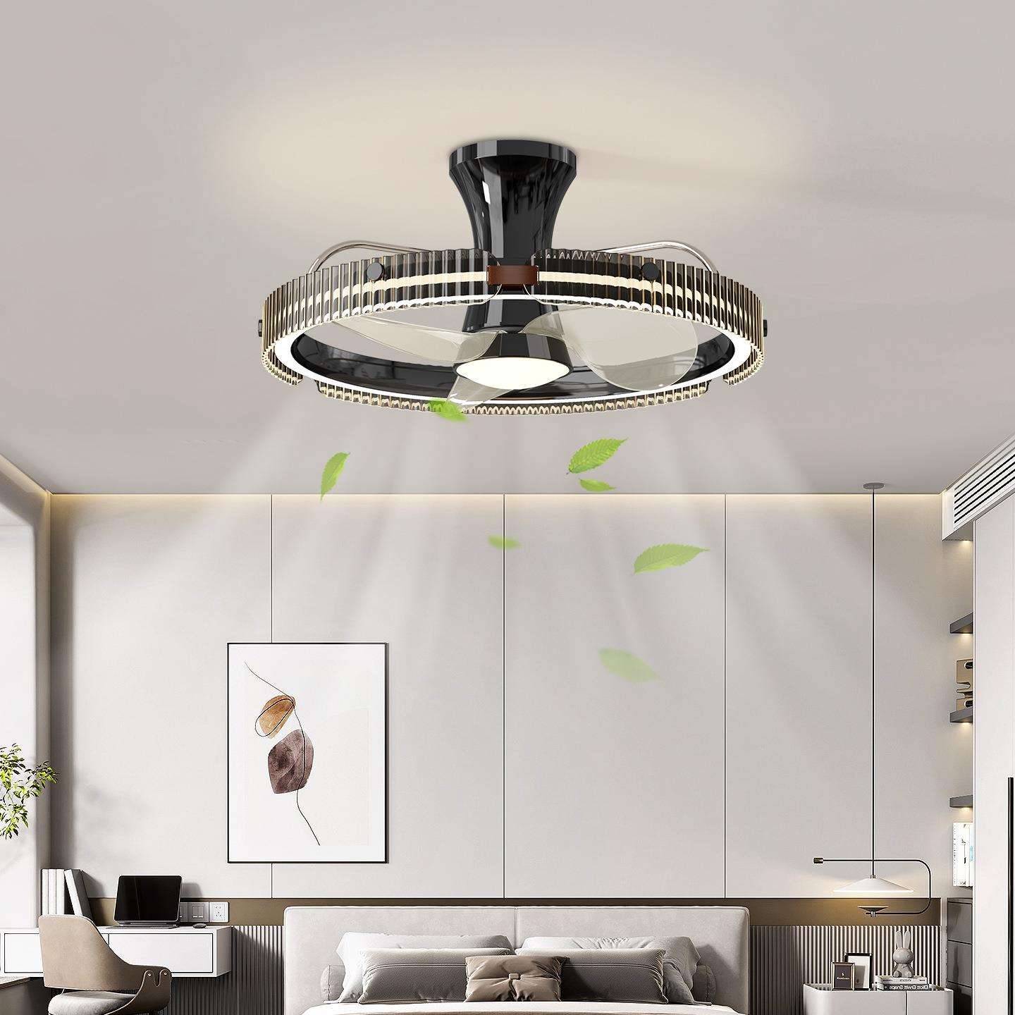 意式极简卧室风扇灯设计师新款高端主卧书房护眼吸顶灯轻奢电扇灯