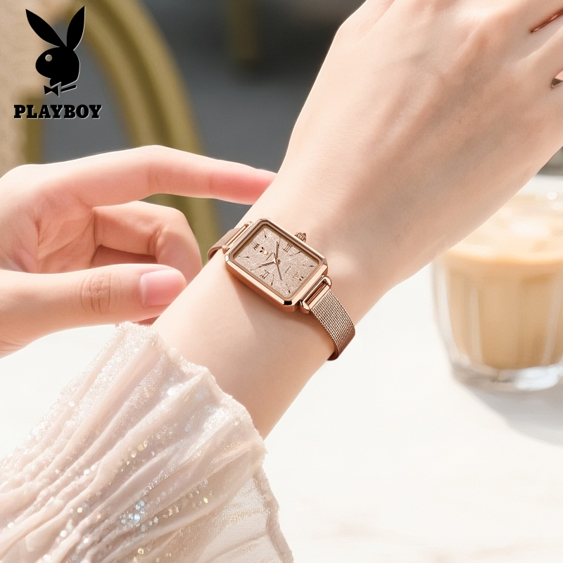 花花公子正品满天星女士手表轻奢小众高级感女款小方表送女友礼物