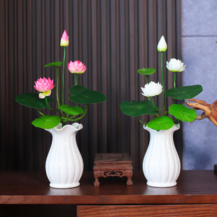 仿真花荷花佛前供花供佛莲花佛堂台假花摆设仿真花中式家居装饰品