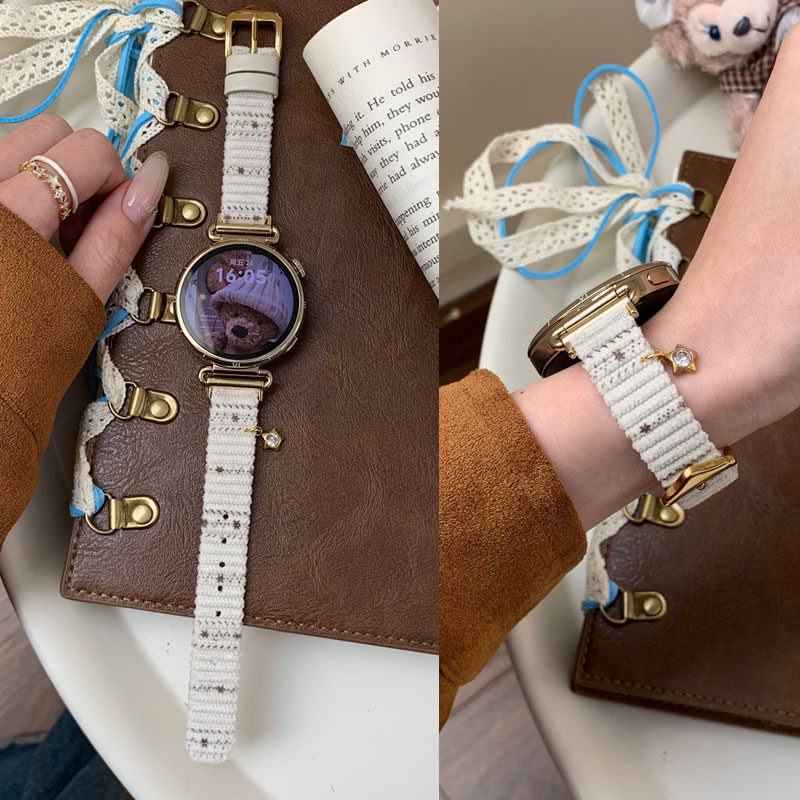 适用华为星星灯芯绒表带