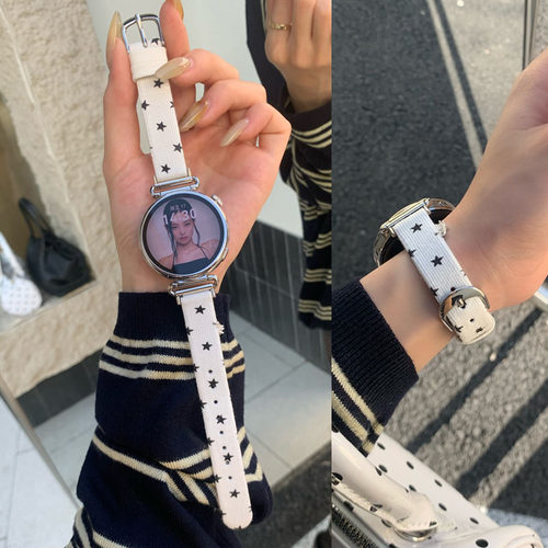 适用华为韩系星星真皮表带