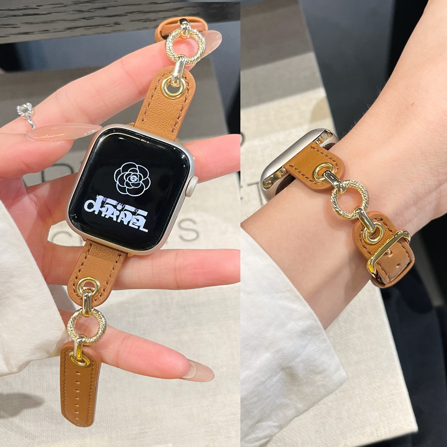 佐仕盾iwatch真皮拼链条表带