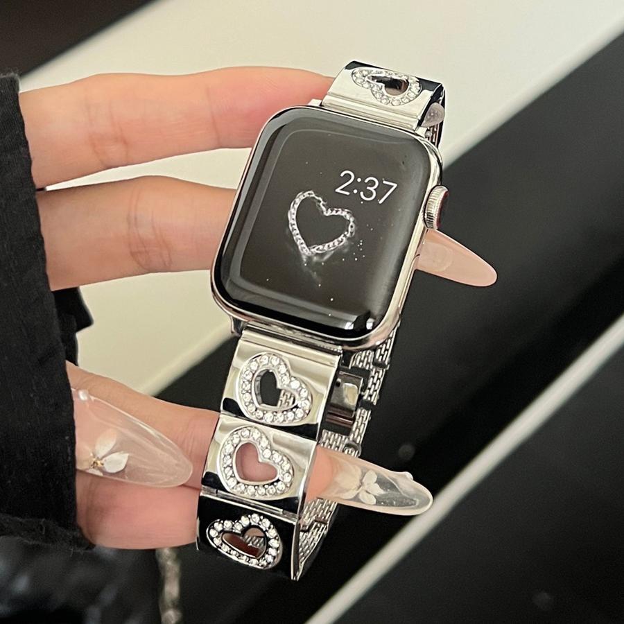 佐仕盾iwatch镶钻爱心表带