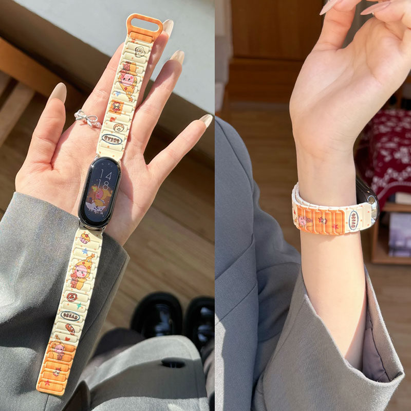 适用华为手环11表带手环11pro/10/9/8硅胶磁吸NFC女款腕带Fit4/3/2可爱卡通新款透气运动高级感