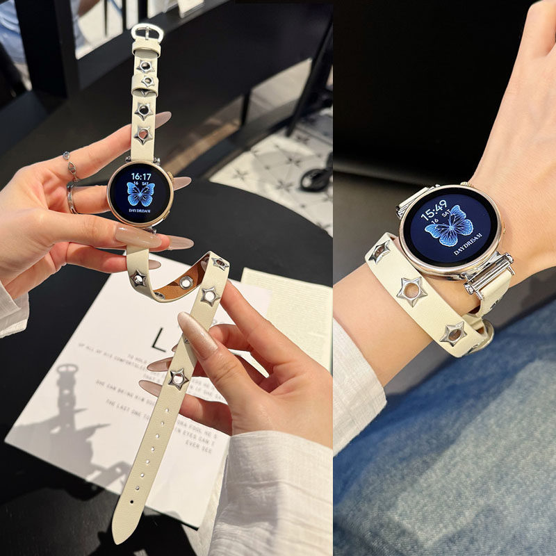 适用华为GT5手表GT4表带gt3牛仔拼皮双圈表带watch5/4/3/3pro朋克风荣耀5Magic运动腕带手环10/9替换带Fit4