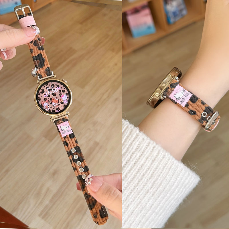 适用VIVOOPPO豹纹皮质表带