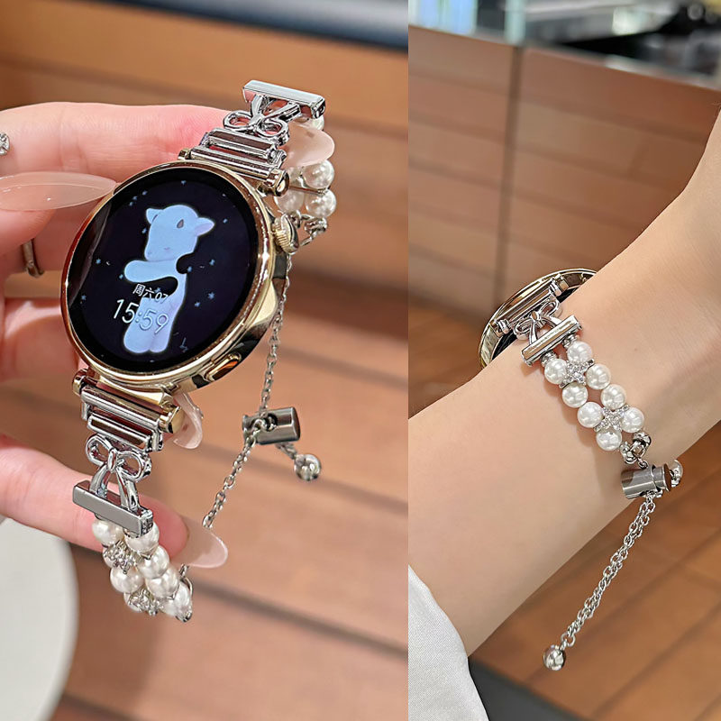 适用华为GT6手表GT5表带手环11珍珠带钻GT4蝴蝶结gt3/2创意watch5/4/3高级感pro潮荣耀5 magic替换带女新轻奢