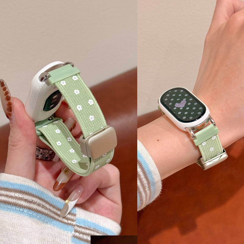 适用小米花朵尼龙磁吸扣表带