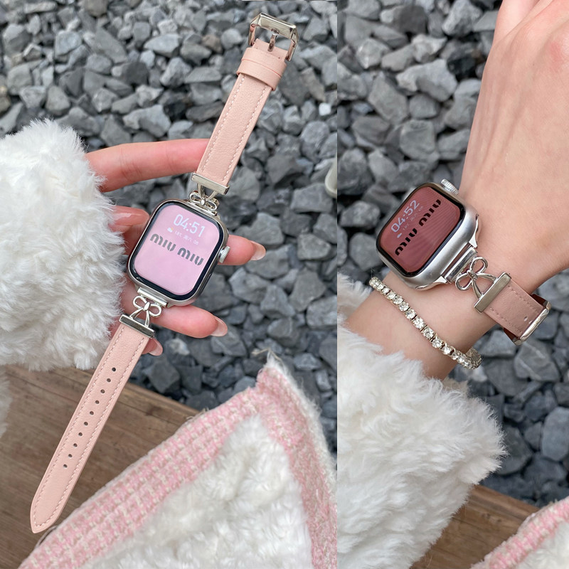 适用红米watch5真皮表带watch4手表表带小米9pro/8pro蝴蝶结女款腕带S4/S3/S2/S1小众创意Color2潮款