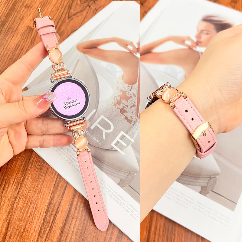 适用华为GT6手表GT4表带gt3猫头鹰带钻真皮GT5pro表带watch4/3/3pro高级感荣耀Magic运动腕带手环9替换带Fit3