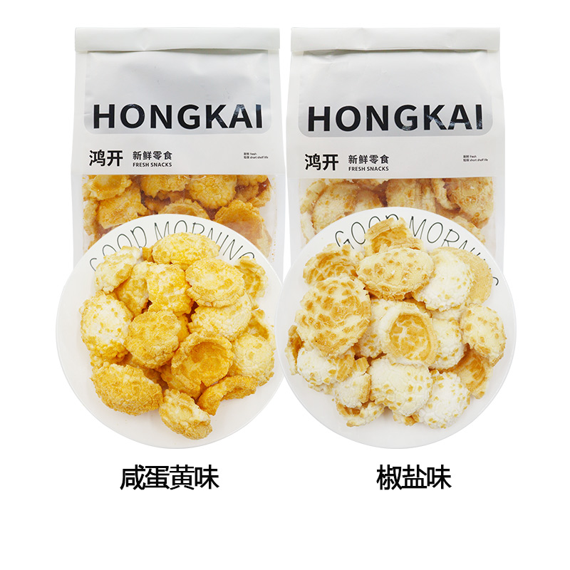 唯多克新品180g虎皮年糕片咸蛋黄味椒盐味休闲零食膨化早餐食品