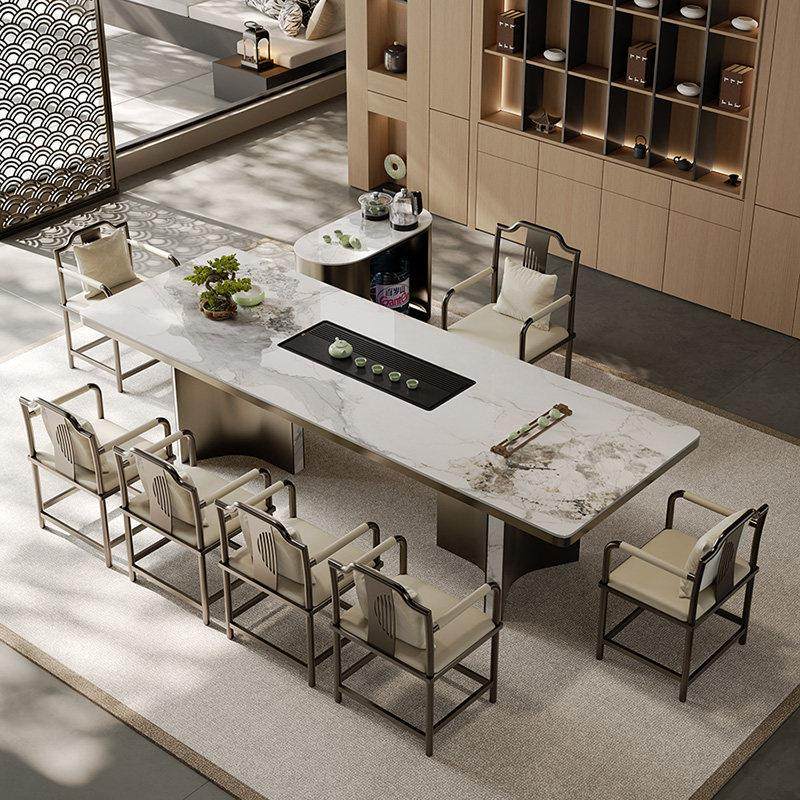 岩板茶桌椅组合一桌五椅现代轻奢高级感茶台烧水壶嵌入式茶具套组,住宅家具,茶几,淘宝优惠券,粉丝福利购,淘宝优惠卷