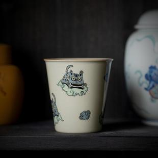 如虎添翼手握大茶杯个人专用主人杯单个喝茶家用小老虎陶瓷品茗杯