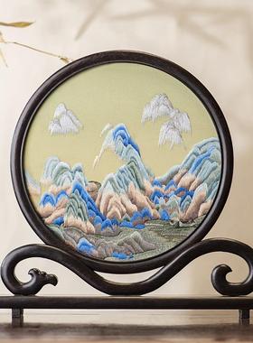 苏州刺绣桌面摆件古风新中式双面绣玄关送老外中国风特色礼品台屏