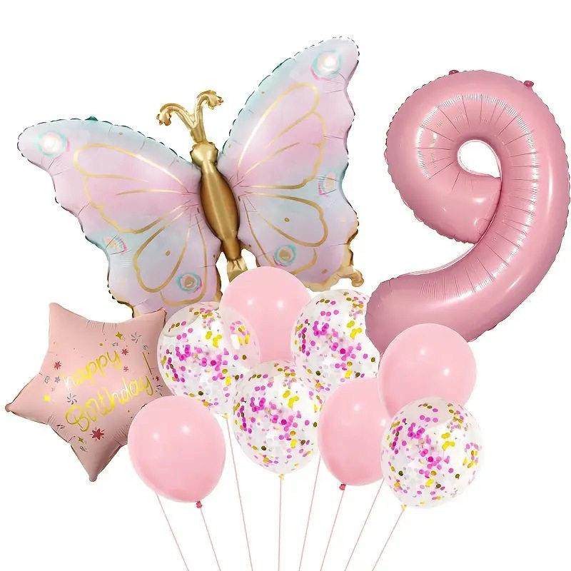韩国覆古粉色哑光淡雅蝴蝶气球套餐儿童生日派对周岁场景装饰道具,节庆用品/礼品,气球,淘宝优惠券,粉丝福利购,淘宝优惠卷