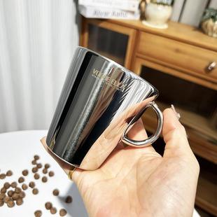 304不锈钢双层防烫水杯家用防摔喝水杯咖啡杯随手杯露营野炊 中式