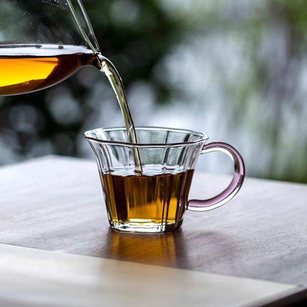 耐热玻璃花口杯花瓣杯高硼硅品杯个人杯品茗杯咖啡杯玻璃茶杯100m