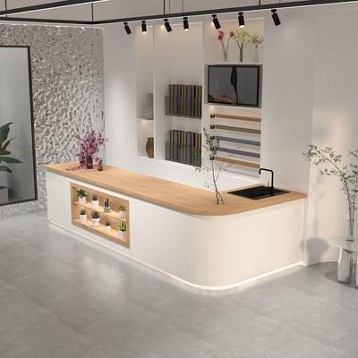 花店操作台收银台花艺工作台水果店果切台公司水吧台大理石定制