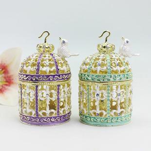 金属工艺品桌面微观小景致镂空鸟笼首饰盒创意家居小摆件婚庆礼品