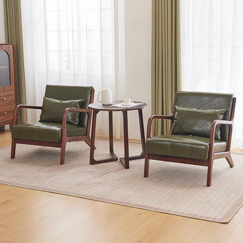 实木单人沙发办公室招待区洽谈阅读看书会客书房茶室北欧极简轻奢