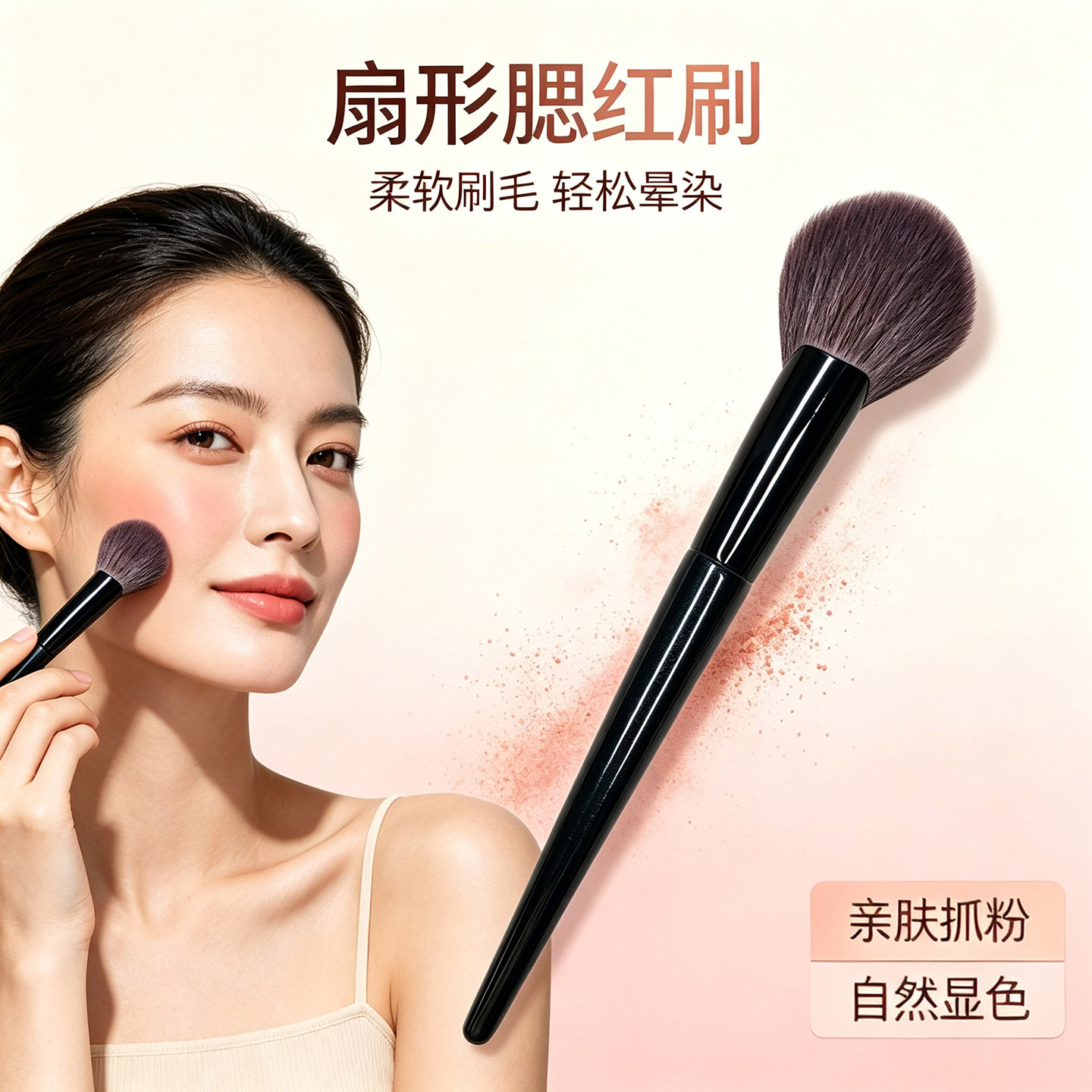羊毛扇形腮红刷小号局部定妆刷图片