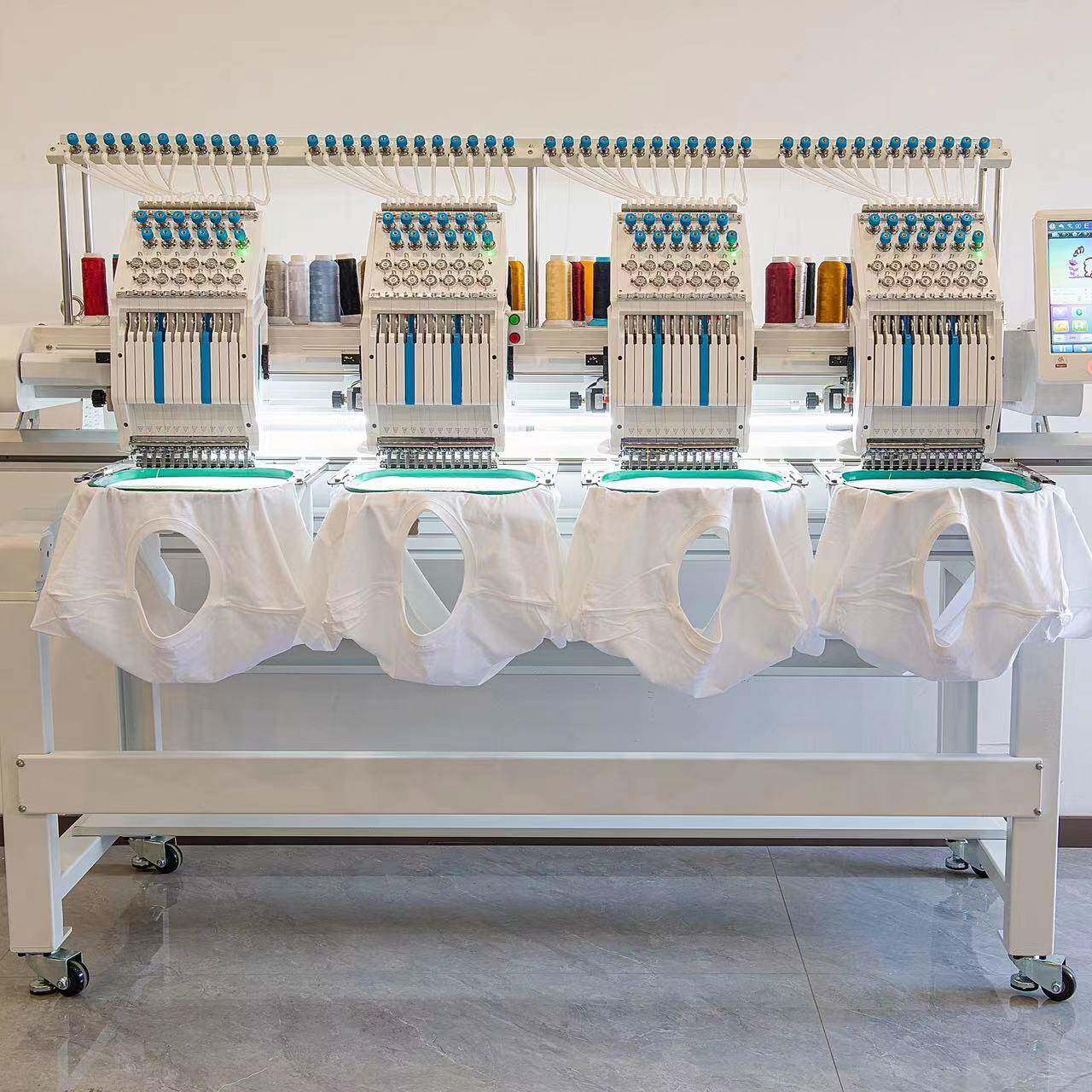 4头电脑绣花机成衣帽子个性化多头刺绣机高速四头电脑绣花机