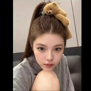 可爱趴趴小熊发夹女2026新款高端毛绒bb夹刘海侧边夹发卡顶夹头饰