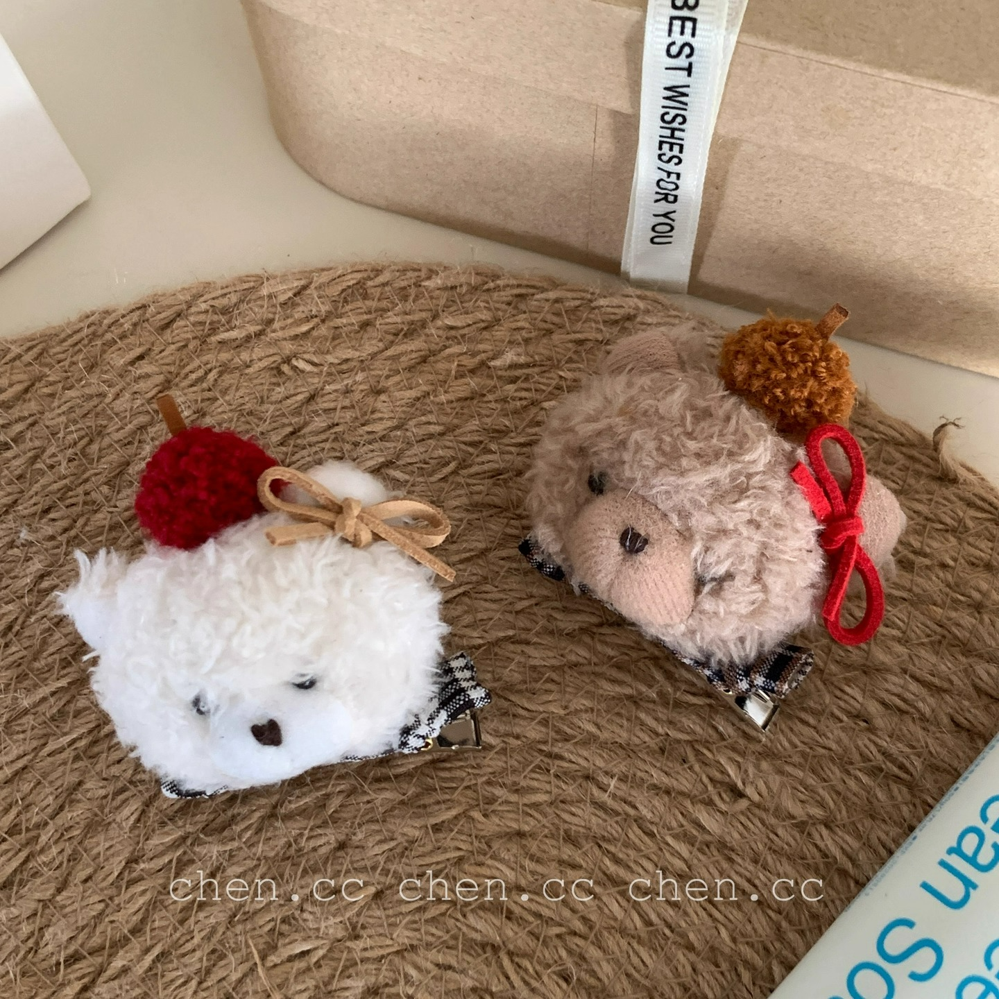 可爱樱桃小熊发夹毛绒绒