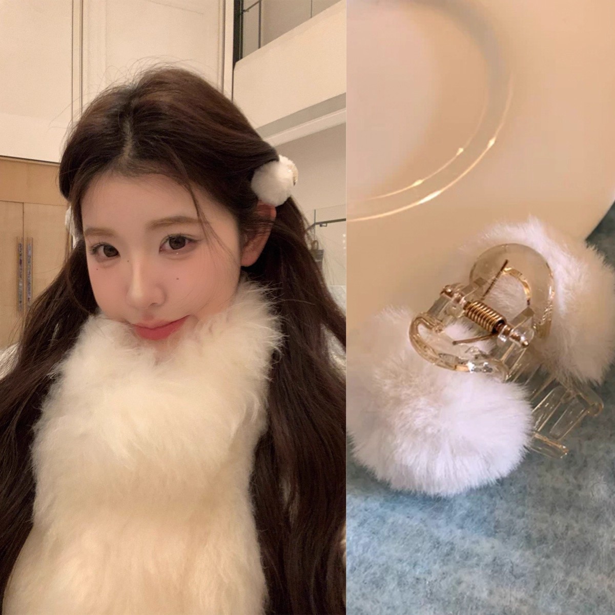 秋冬毛绒毛球发夹侧边刘海夹毛毛小抓夹创意小众发卡2025新款发饰