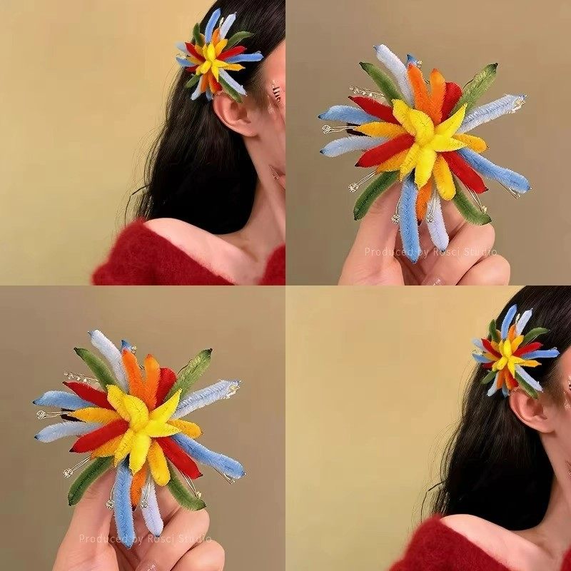 彩色烟花~新年扭扭棒烟花发夹女2026新款马年头饰女发卡跨年发饰,饰品/流行首饰/时尚饰品新,发饰,淘宝优惠券,粉丝福利购,淘宝优惠卷