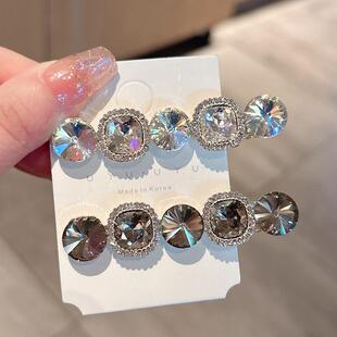 水晶小夹子头饰高级感简约顶夹后脑勺刘海夹边夹发卡鸭嘴夹发夹女