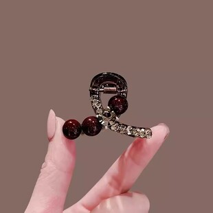 优雅高级感水晶轻奢红色公主头抓夹刘海夹2025新款后脑勺半扎发夹