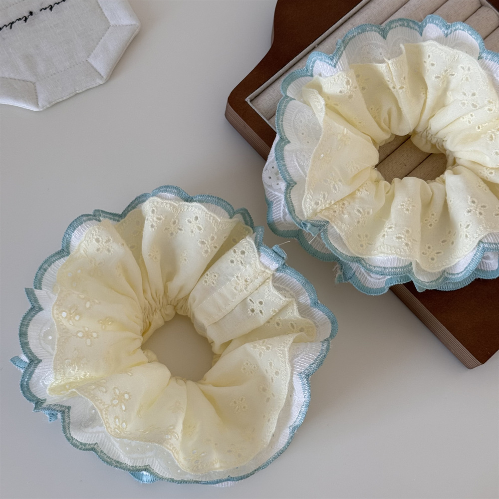 韩系超仙多层大肠发圈小众设计感木耳边发绳度假风清新丸子头皮筋