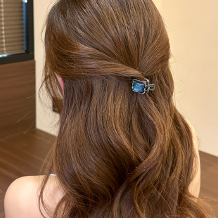 冰川水晶！蓝色精致树脂小号抓夹气质侧边刘海碎发夹子鲨鱼夹拎环