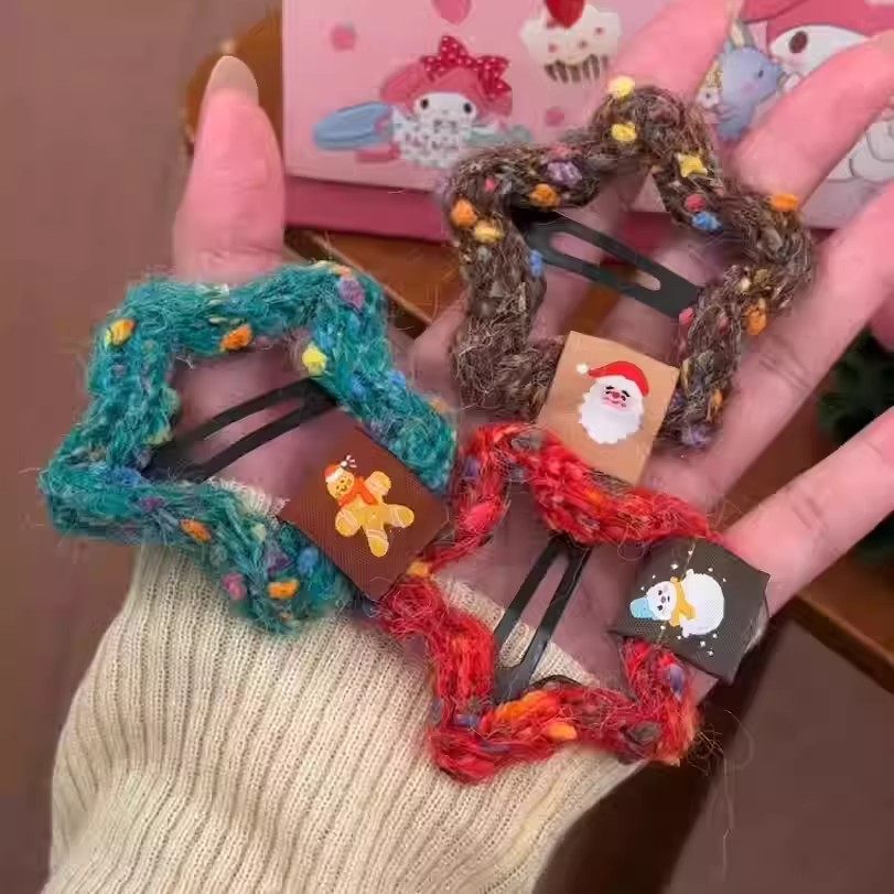 圣诞节毛线星星BB夹可爱发夹圣诞老人掰掰夹ins风百搭刘海夹发卡,饰品/流行首饰/时尚饰品新,发饰,淘宝优惠券,粉丝福利购,淘宝优惠卷