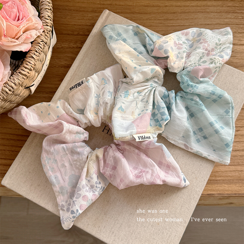 甜美可爱碎花方巾大肠发圈