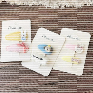 2个装 韩系可爱布艺小狗小兔子bb夹儿童刘海夹子头饰女童碎发夹