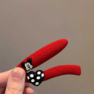 韩版新款卡通少女发夹前额刘海夹碎发边夹侧边可爱红高级感一字夹