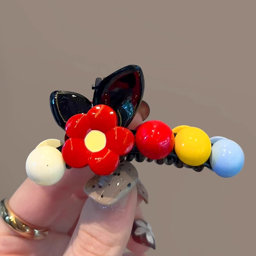 韩国东大门五瓣花彩色珠珠发饰