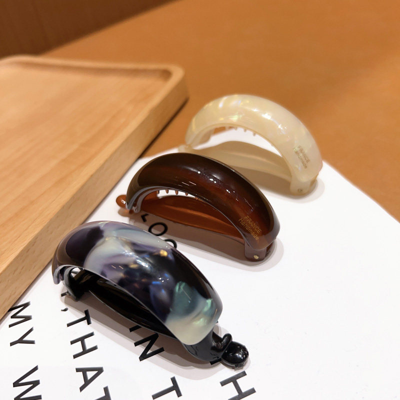 韩版醋酸简约气质高马尾扣夹后脑勺发夹头饰扭扭香蕉夹横夹顶夹